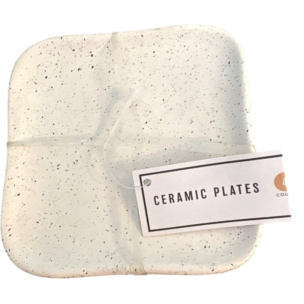 Ankyo Development Speckled Ceramic Set 4 Plates Food Safe Sturdy Everyday RARE